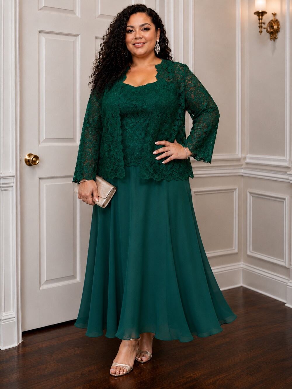 Emerald Lace 3-Piece Skirt Suit Set Size 20 | Mother of the Bride | Evening